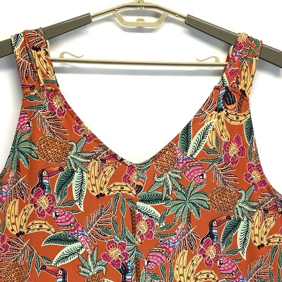 Cuddl Duds Women Jumpsuit 2X Rainforest Print V-Neck Sleeveless Slit Hem Stretch - Picture 2 of 11